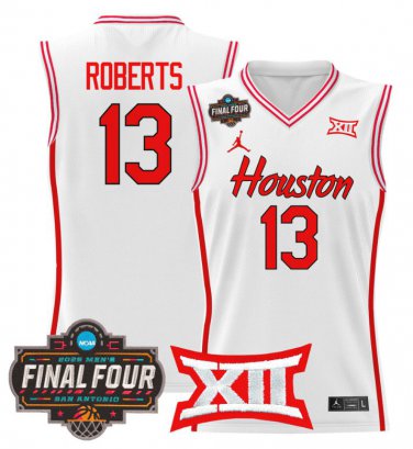 J'Wan Roberts  #13 Houston Cougars 2025 Final Four Patch Stitched White