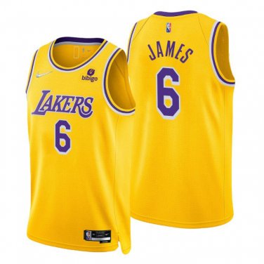 Lakers #6 Lebron James Gold  75th Anniversary Diamond Swingman  - Icon Edition