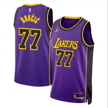 Los Angeles Lakers  #77 Luka Don&Auml;�i&Auml;� 77 Purple
