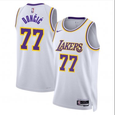 Los Angeles Lakers  #77 Luka Don&Auml;�i&Auml;� 77 White