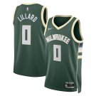 Milwaukee Bucks #0 Damian Lillard  Hunter Green
