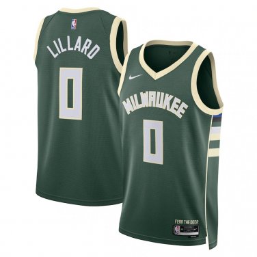 Milwaukee Bucks #0 Damian Lillard  Hunter Green