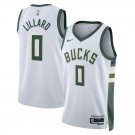 Milwaukee Bucks #0 Damian Lillard  White