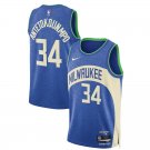 Milwaukee Bucks #34 Giannis Antetokounmpo  Blue