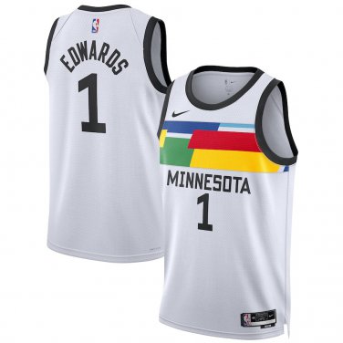 Minnesota Timberwolves #1 Anthony Edwards  White