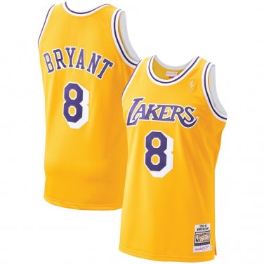 Mitchell & Ness Los Angeles Lakers #8 Kobe Bryant Hardwood Classics Stitched Gold