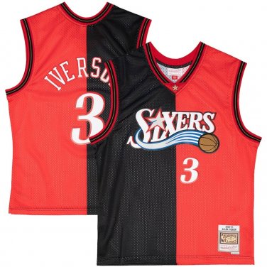 Philadelphia 76ers #3 Allen Iverson  Black Red