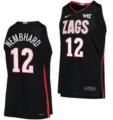 Ryan Nembhard  #12 Gonzaga Bulldogs NIL College Black