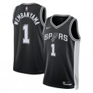 San Antonio Spurs #1 Victor Wembanyama  Grey Black