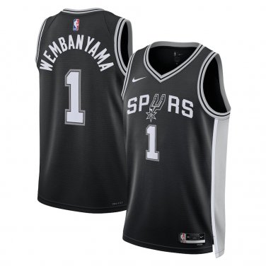 San Antonio Spurs #1 Victor Wembanyama  Grey Black