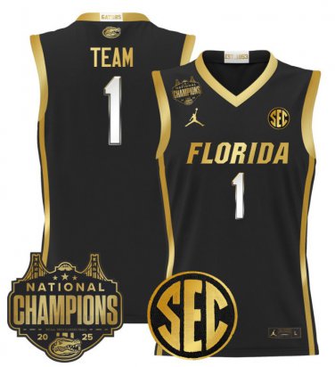 Team  #1 Florida Gators 2025 National Champions Patch Stitched Black Gold