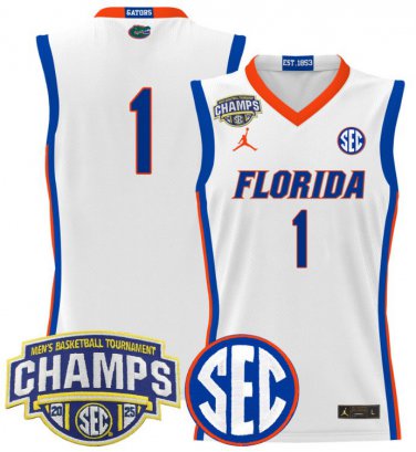 Team  #1 Florida Gators 2025 SEC Champions Stitched White