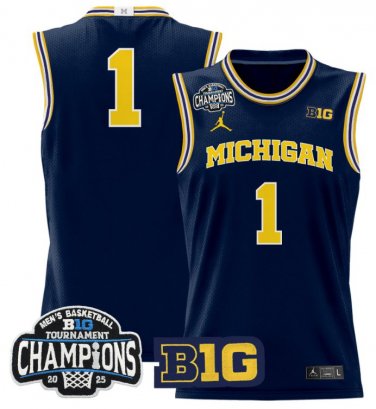 Team  #1 Michigan Wolverines 2025 Big Ten Champions Navy