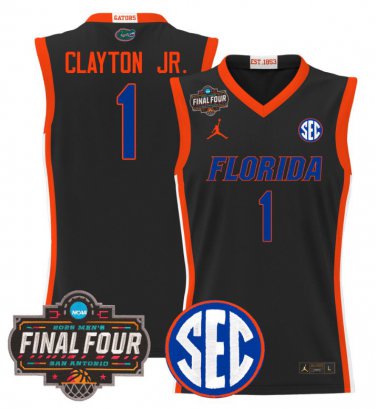 Walter Clayton Jr  #1 Florida Gators 2025 Final Four Patch Stitched Black
