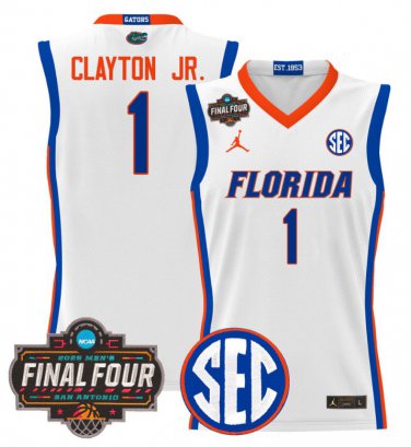 Walter Clayton Jr  #1 Florida Gators 2025 Final Four Patch Stitched White