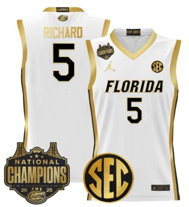 Will Richard  #5 Florida Gators 2025 National Champions Patch White Gold