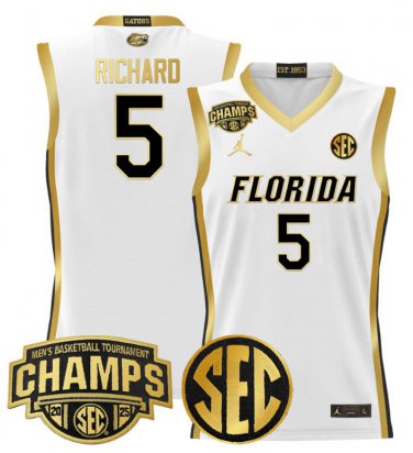 Will Richard  #5 Florida Gators 2025 Tournament Champions Patch White Gold