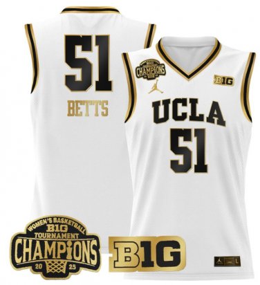 Wo Lauren Betts  #51 UCLA Bruins 2025 Champions White Gold