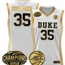 Wo Toby Fournier  #35 Duke Blue Devils 2025 ACC Champions White Gold