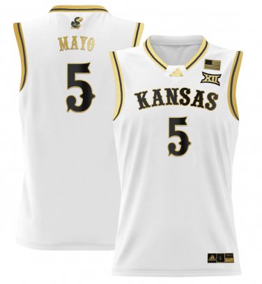 Zeke Mayo  #5 Kansas Jayhawks 2024 Lightweight White Gold