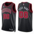Bulls #00 Custom Name And Number Black Stripes