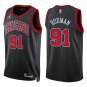 Bulls #91 Dennis Rodman Black Stripes