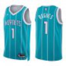 Hornets #1 Muggsy Bogues Teal Stripes