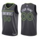 Timberwolves #00 Custom Name And Number Black Statement