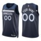 Timberwolves #00 Custom Name And Number Navy