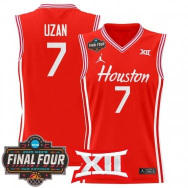 Houston Cougars 2025 #7 Milos Uzan Red  Swingman Player