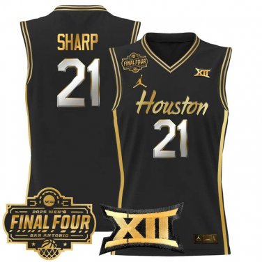 Houston Cougars 2025 #21 Emanuel Sharp Black Gold Swingman Player