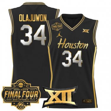 Houston Cougars 2025 #34 Hakeem Olajuwon Black Gold Swingman Player