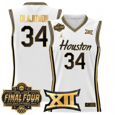 Houston Cougars 2025 #34 Hakeem Olajuwon White Gold Swingman Player