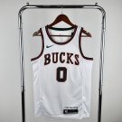 Milwaukee Bucks Basketball #0 Damian Lillard White Swingman Player