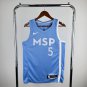 Minnesota Timberwolves Basketball #5 Anthony Edwards Sky Blue Swingman Player