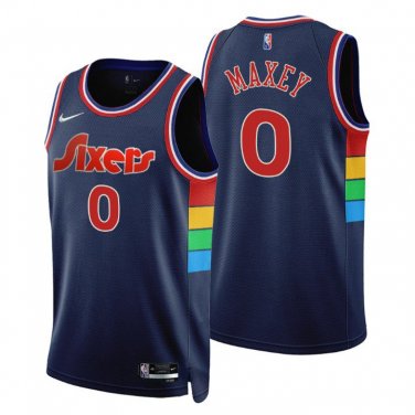 Tyrese Maxey 76ers #0 Navy 75th Anniversary Diamond Swingman