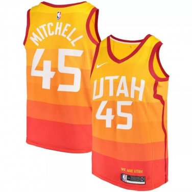 Utah Jazz Donovan Mitchell #45 Orange Swingman  - City Edition