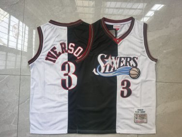 Allen Iverson #3 Philadelphia 76ers Black White Split