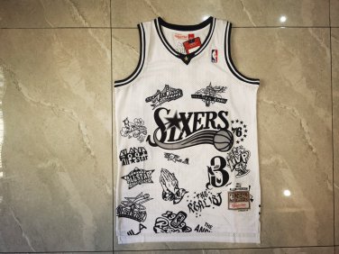 Allen Iverson #3 Philadelphia 76ers White Black