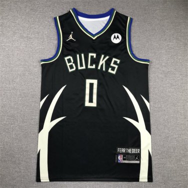 Damian Lillard #0 Milwaukee Bucks Black Stitched