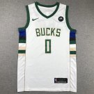 Damian Lillard #0 Milwaukee Bucks White