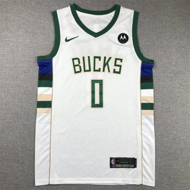 Damian Lillard #0 Milwaukee Bucks White