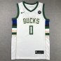 Damian Lillard #0 Milwaukee Bucks White