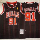 Dennis Rodman #91 Chicago Bulls Black Red Strip
