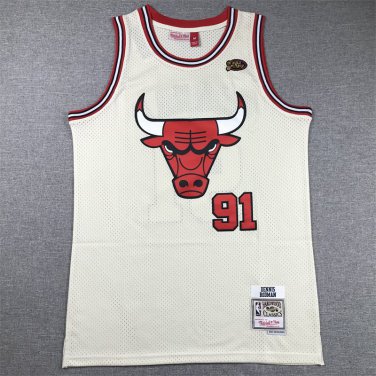Dennis Rodman #91 Chicago Bulls Cream