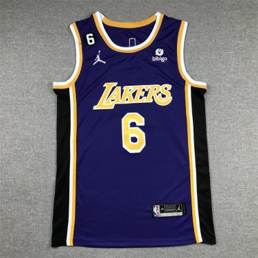 LeBron James #6 Los Angeles Lakers Black-Purple