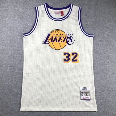 Magic Johnson #32 Los Angeles Lakers Cream