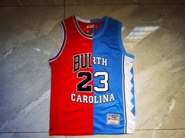 Michael Jordan #23 Bulls X Tar Heel Red Blue Retired Number Split Edition