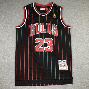 Michael Jordan #23 Chicago Bulls Black Red Strip