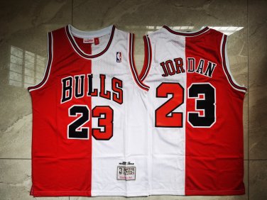 Michael Jordan #23 Chicago Bulls Red White Split